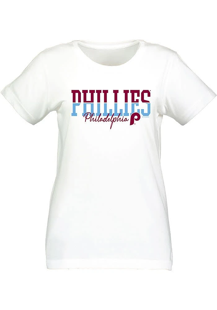 Philadelphia Phillies Womens White Curvy Short Sleeve T-Shirt