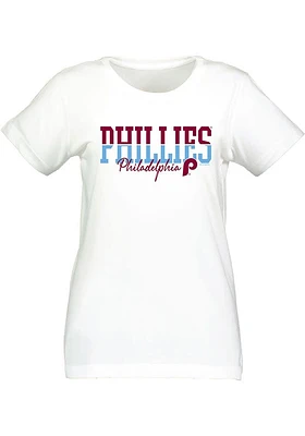 Philadelphia Phillies Womens White Curvy Short Sleeve T-Shirt
