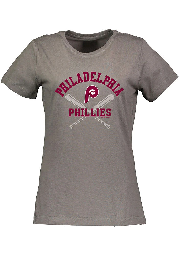 Philadelphia Phillies Womens Charcoal Bats Short Sleeve T-Shirt
