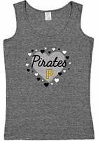 Pittsburgh Pirates Girls Grey Bubble Heart Short Sleeve Tank Top