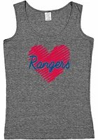 Texas Rangers Girls Grey Sketched Heart Short Sleeve Tank Top