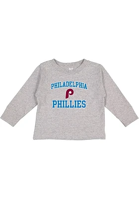 Philadelphia Phillies Toddler Grey Cooperstown #1 Design Long Sleeve T-Shirt