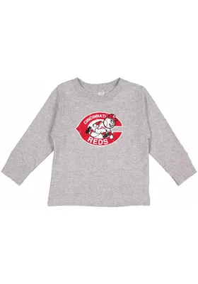 Cincinnati Reds Toddler Grey Throwback Logo Long Sleeve T-Shirt