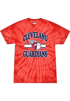 Cleveland Guardians Womens Red Tie Dye Short Sleeve T-Shirt