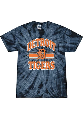 Detroit Tigers Womens Navy Blue Stacked Tie Dye Short Sleeve T-Shirt