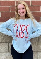 Chicago Cubs Womens Light Blue Script LS Tee
