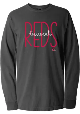 Cincinnati Reds Womens Black Script LS Tee