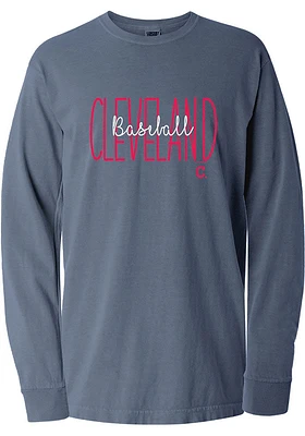Cleveland Guardians Womens Blue Script LS Tee