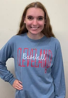 Cleveland Guardians Womens Blue Script LS Tee