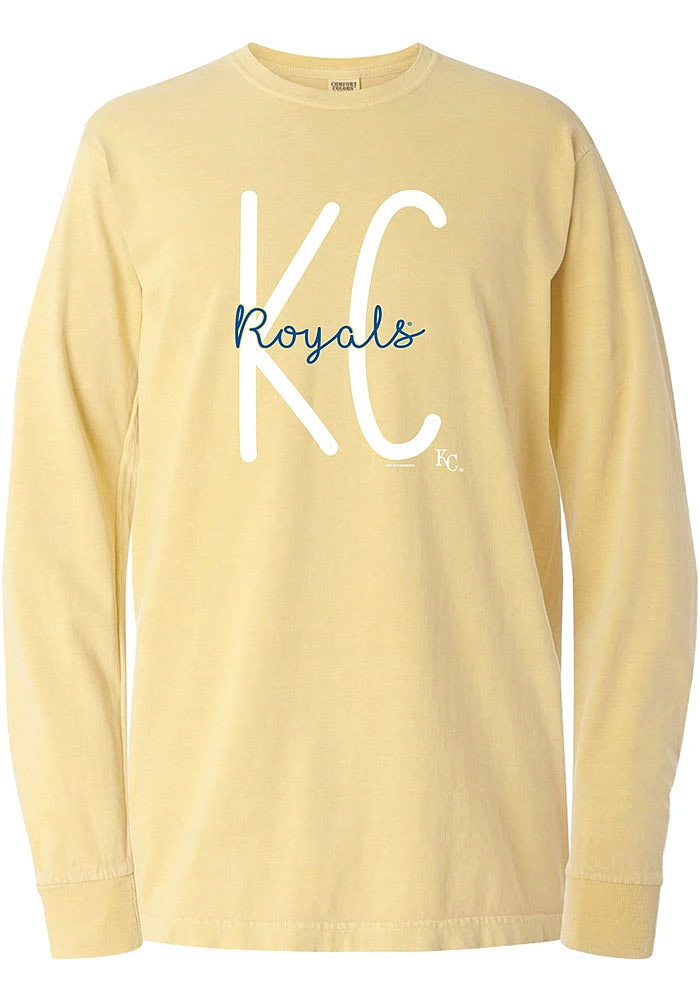 Kansas City Royals Womens Yellow Block LS Tee