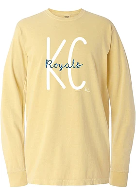 Kansas City Royals Womens Yellow Block LS Tee