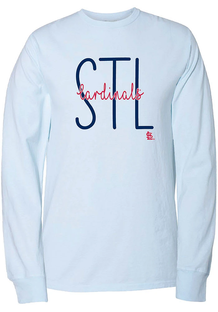 St Louis Cardinals Womens Light Blue Script LS Tee