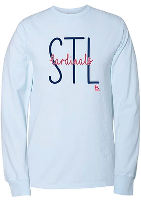 St Louis Cardinals Womens Light Blue Script LS Tee