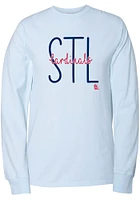 St Louis Cardinals Womens Light Blue Script LS Tee