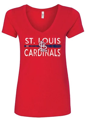 St Louis Cardinals Womens Red Bat Short Sleeve T-Shirt