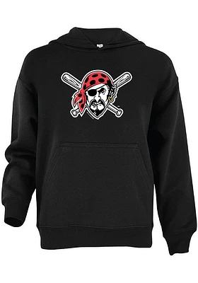 Pittsburgh Pirates Youth Black Pirate Crossed Bat Long Sleeve Hoodie