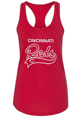 Cincinnati Reds Womens Red Banner Ideal Tank Top