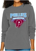 Philadelphia Phillies Womens Charcoal Lines LS Tee