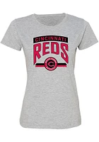 Cincinnati Reds Womens Grey Ladies SS Short Sleeve T-Shirt