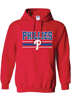 Philadelphia Phillies Womens Red Lines Hooded Sweatshirt