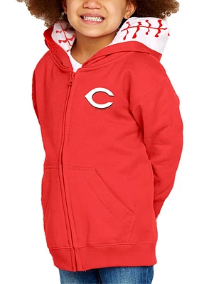 Cincinnati Reds Toddler Primary Logo Baseball Long Sleeve Full Zip Sweatshirt - Red