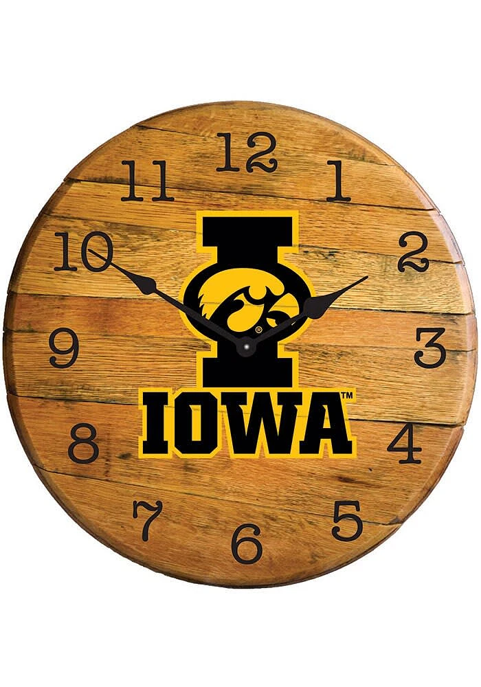 Brown Iowa Hawkeyes Team Logo Wall Clock