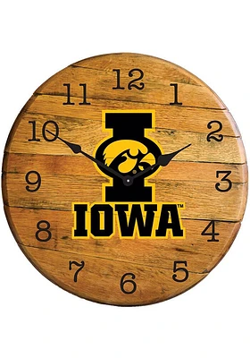 Brown Iowa Hawkeyes Team Logo Wall Clock