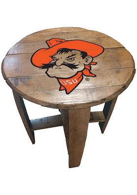 Oklahoma State Cowboys Color Team Logo Brown End Table