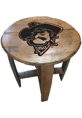 Oklahoma State Cowboys Team Logo Brown End Table