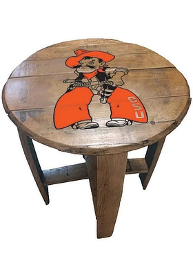Oklahoma State Cowboys Pistol Pete Logo Brown End Table