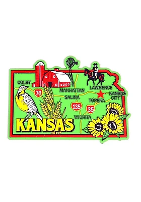 Kansas Green Map Magnet