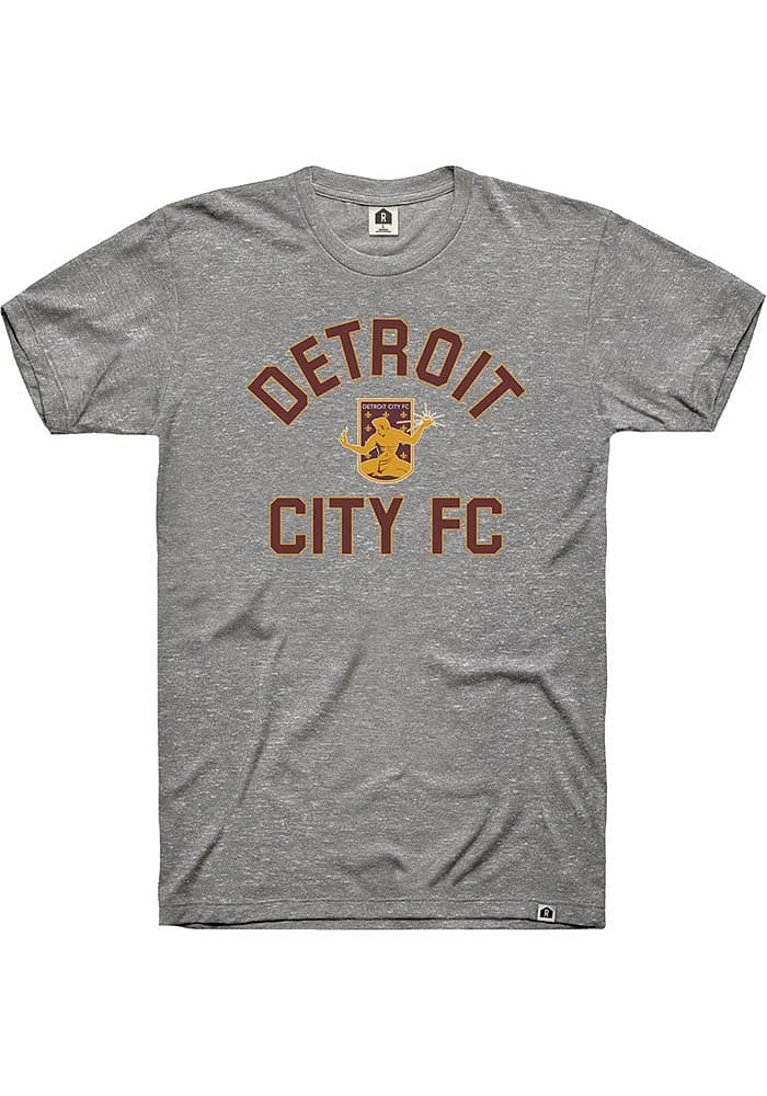 Rally Detroit City FC Grey Heart and Soul Short Sleeve Fashion T Shirt
