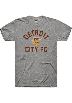 Rally Detroit City FC Grey Heart and Soul Short Sleeve Fashion T Shirt