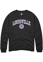 Rally Racing Louisville Mens Black Arch Mascot Long Sleeve Crew Sweatshirt