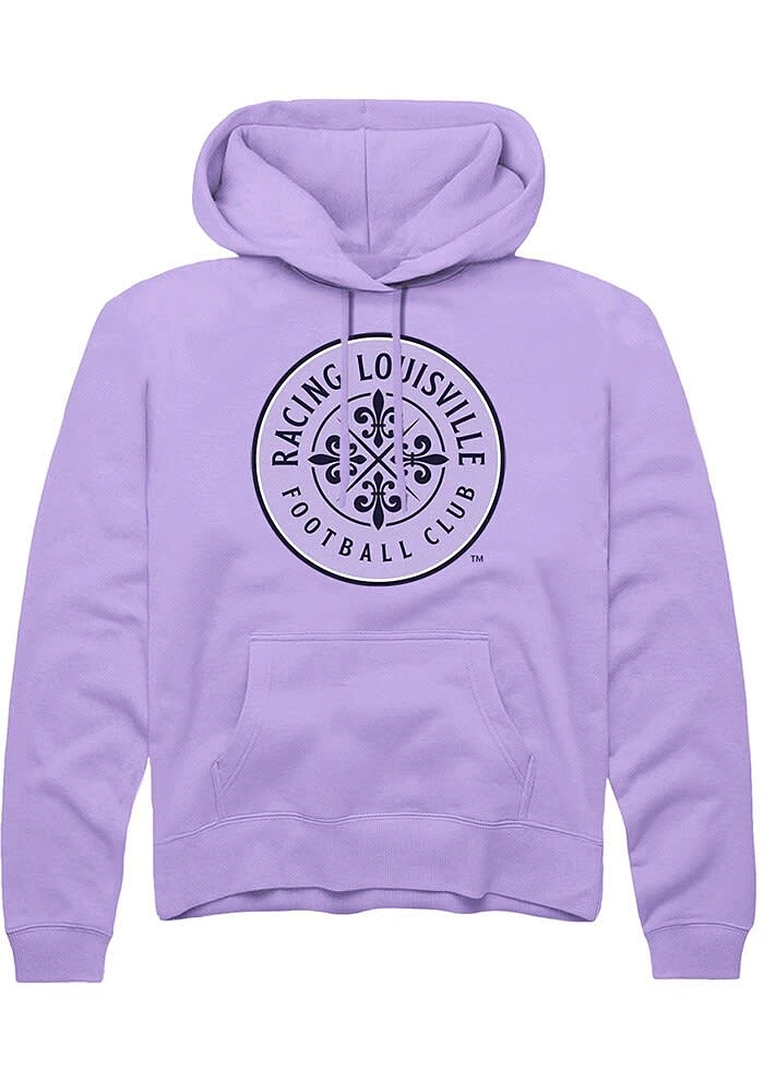 Rally Racing Louisville Mens Lavender Primary Logo Long Sleeve Hoodie