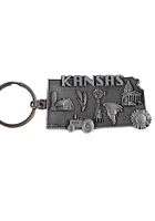 Kansas State Shape Keychain - Silver