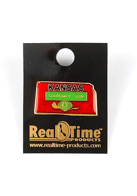Kansas Souvenir Sunflower State Pin - Green