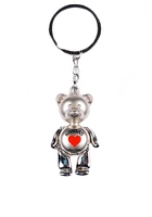 Kansas Heart Bear Keychain - Silver