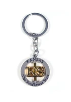 Kansas Sunflower State Spinner Keychain - Silver