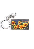 Kansas Sunflower Design Metal Keychain - Yellow