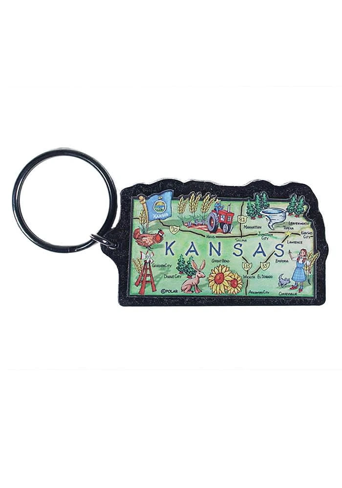 Kansas Acrylic Map Keychain - Green
