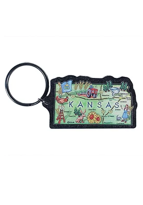 Kansas Acrylic Map Keychain - Green