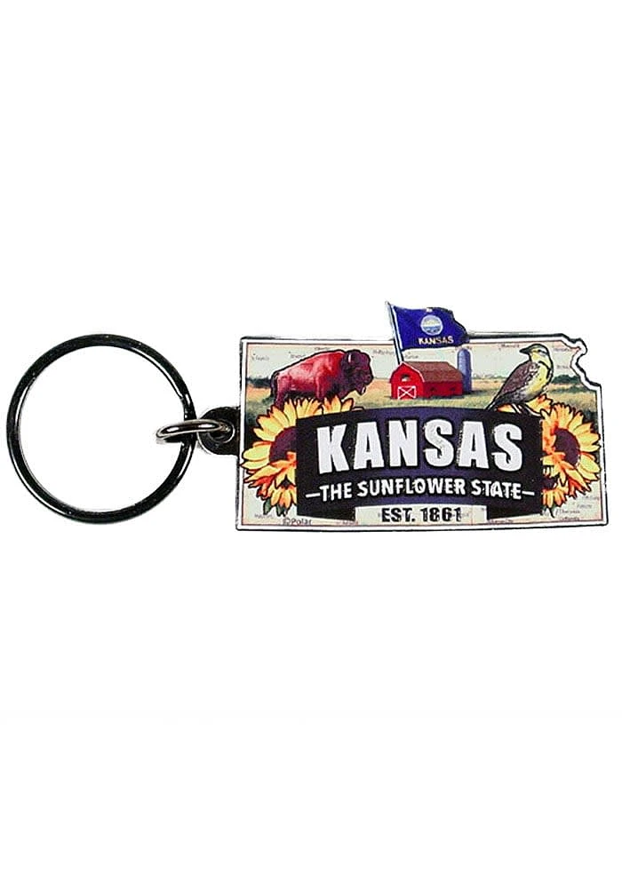 Kansas Classic Map Keychain - Yellow