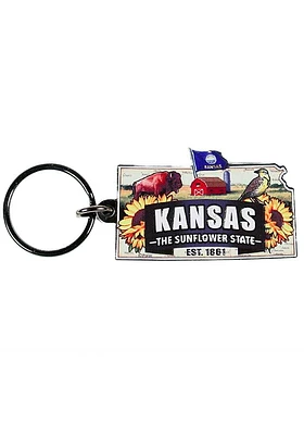 Kansas Classic Map Keychain - Yellow