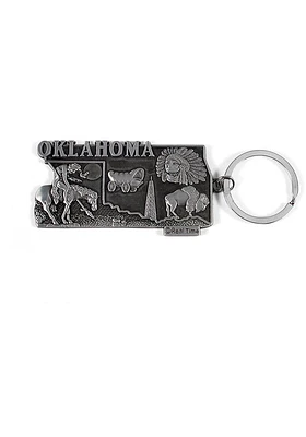 Oklahoma Metal Collage Keychain - Black