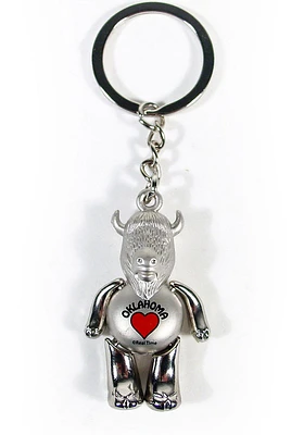 Oklahoma Moveable Buffalo Keychain - Grey