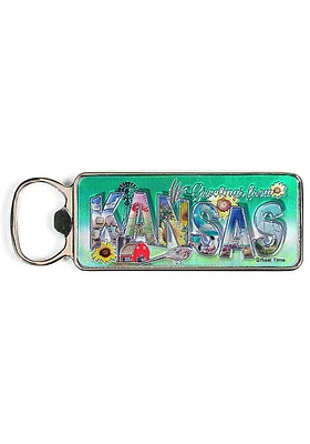 Kansas Greetings Bottle Opener Magnet