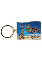 Kansas Waving Flag Keychain - Black