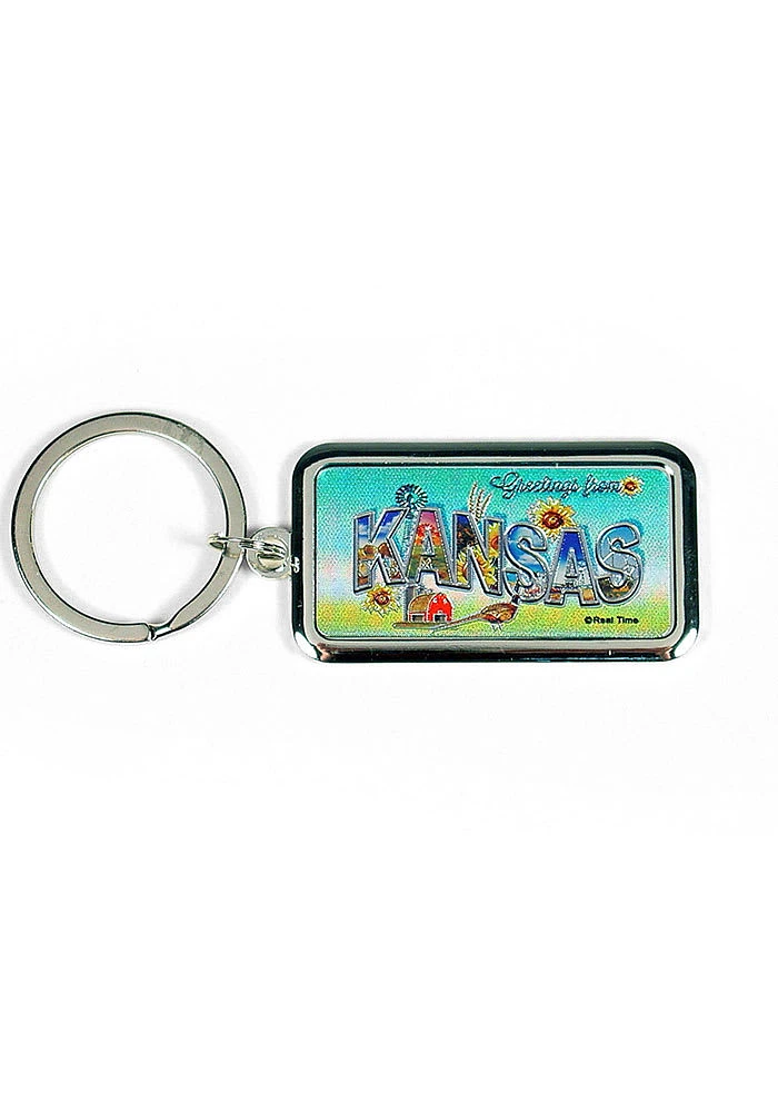 Kansas Greetings Keychain - White