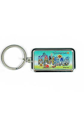 Kansas Greetings Keychain - White